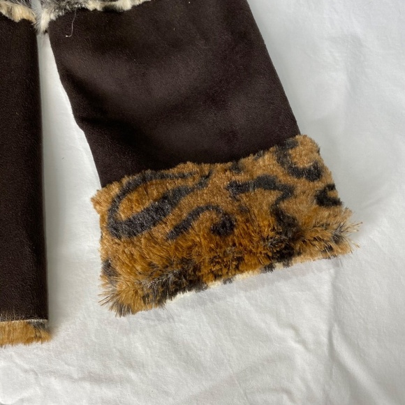 DOLCE CABO Leopard Print Brown Faux Fur Mobwife Waterfall Open Jacket S EUC - Picture 11 of 16